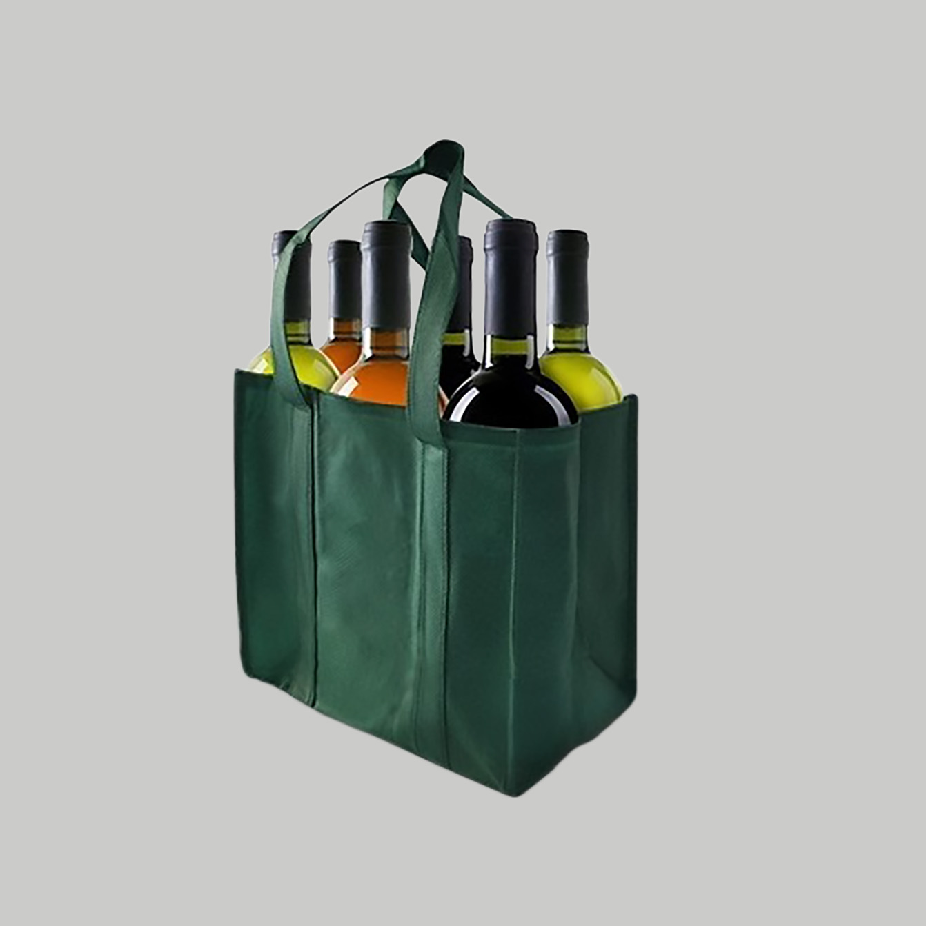 bolsa vino 6 botellas verde